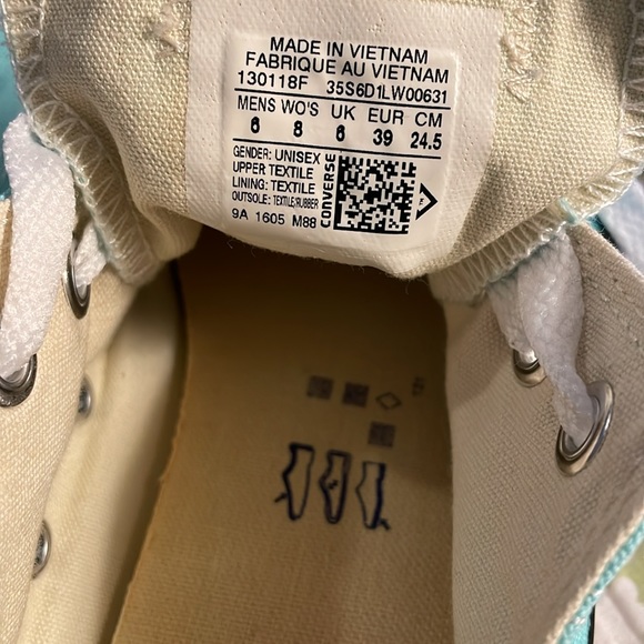 Unisex converse low tops AllStar light teal color, women’s sz 8 or men’s size 6 - Picture 5 of 8